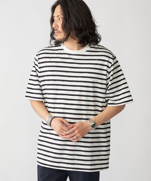 SHIPS(シップス)の「SHIPS: カスリ マルチ ボーダー Tシャツ(Tシャツ/カットソー・メンズ・ネイビー/ブラック/ライトグリーン/ブラウン・X-LARGE/LARGE/MEDIUM/SMALL)」の21枚目の写真