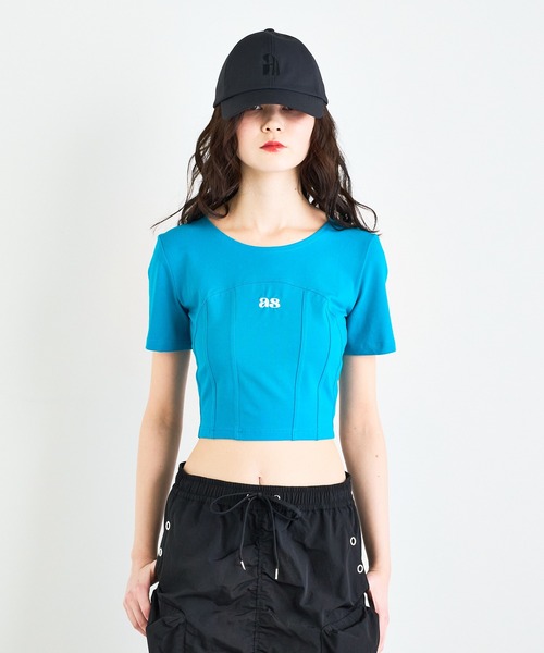 ANNA SUI NYC（アナ スイ エヌ ワイ シー）の「ANNA SUI NYC コルセットクロップドロゴTシャツ（Tシャツ/カットソー・レディース・ブラック/ホワイト/ブルー・S/M）」の3枚目の写真