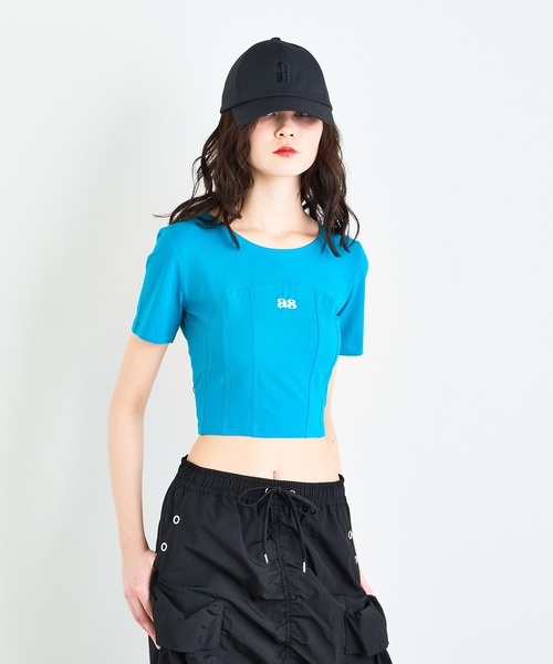 ANNA SUI NYC（アナ スイ エヌ ワイ シー）の「ANNA SUI NYC コルセットクロップドロゴTシャツ（Tシャツ/カットソー・レディース・ブラック/ホワイト/ブルー・S/M）」の5枚目の写真