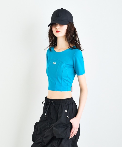 ANNA SUI NYC（アナ スイ エヌ ワイ シー）の「ANNA SUI NYC コルセットクロップドロゴTシャツ（Tシャツ/カットソー・レディース・ブラック/ホワイト/ブルー・S/M）」の6枚目の写真