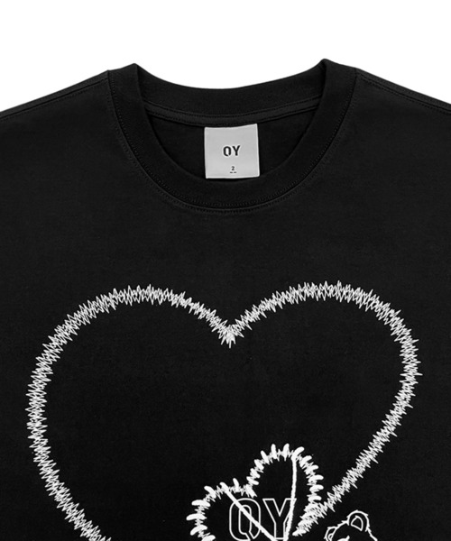 OY（オーワイ）の「『OY/オーワイ』 HEART STITCH ODOLLY T/ハートステッチ オードリー半袖Tシャツ（Tシャツ/カットソー・レディース・ホワイト/ブラック・M/L）」の8枚目の写真