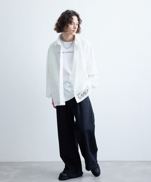 JUNRED（ジュンレッド）の「2ポイントショートスリーブワイドTシャツ（Tシャツ/カットソー・メンズ・グレー/ホワイト系その他3/ブラック系その他/ホワイト系その他/ホワイト系その他4・S/M/L）」の17枚目の写真