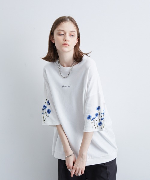 JUNRED（ジュンレッド）の「2ポイントショートスリーブワイドTシャツ（Tシャツ/カットソー・メンズ・グレー/ホワイト系その他3/ブラック系その他/ホワイト系その他/ホワイト系その他4・S/M/L）」の6枚目の写真