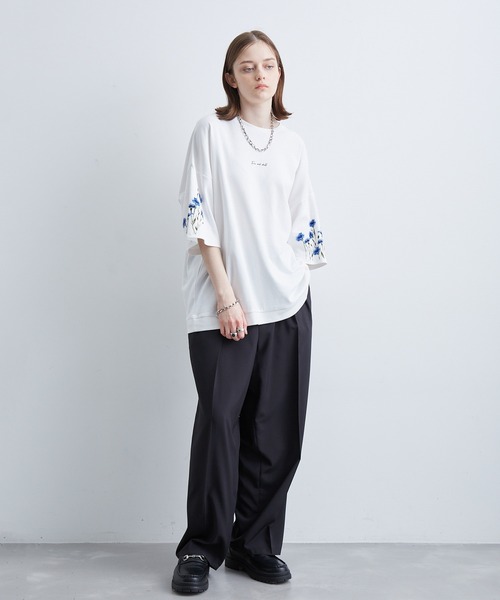 JUNRED（ジュンレッド）の「2ポイントショートスリーブワイドTシャツ（Tシャツ/カットソー・メンズ・グレー/ホワイト系その他3/ブラック系その他/ホワイト系その他/ホワイト系その他4・S/M/L）」の8枚目の写真