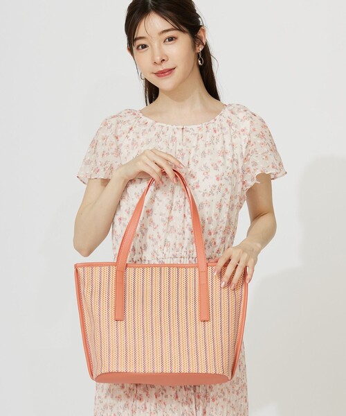 ANY SIS（エニィスィス）の「ストライプカラー かごバッグ（かごバッグ・レディース・オレンジ系1/アイボリー系1・F）」の3枚目の写真