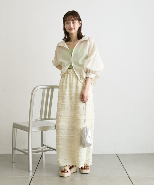 mystic 透け感 シアーシャツ ホワイト ミスティック 羽織 シャツ 2023SS/リバイバル】シアーシャツ | mystic(ミスティック