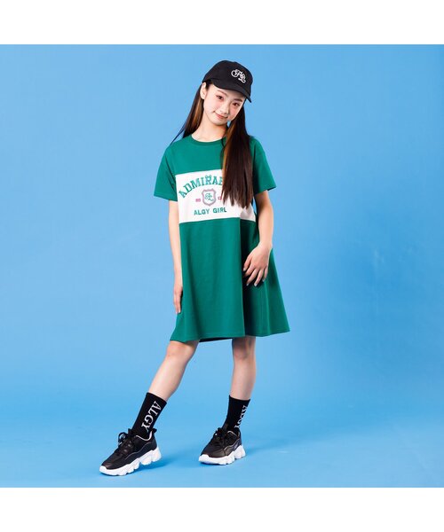 algy（アルジー）の「【接触冷感】ラメラインバイカラーワンピ（ワンピース・キッズ・グリーン/ライトグレー/ブラック・XX-SMALL/X-SMALL/MEDIUM/SMALL）」の4枚目の写真