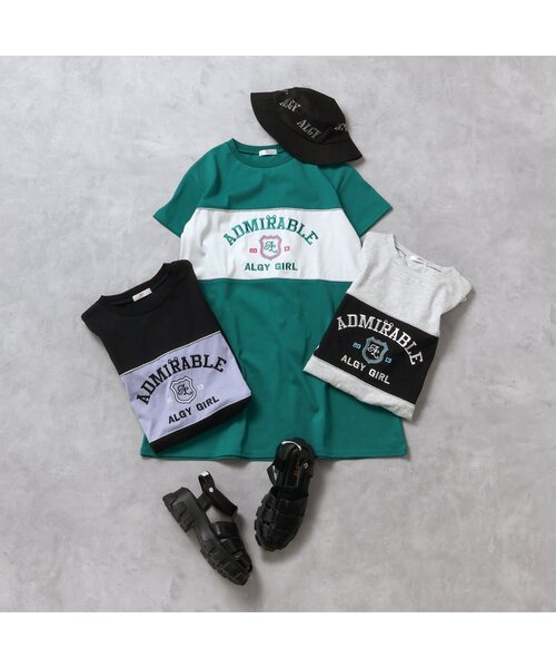 algy（アルジー）の「【接触冷感】ラメラインバイカラーワンピ（ワンピース・キッズ・グリーン/ライトグレー/ブラック・XX-SMALL/X-SMALL/MEDIUM/SMALL）」の6枚目の写真