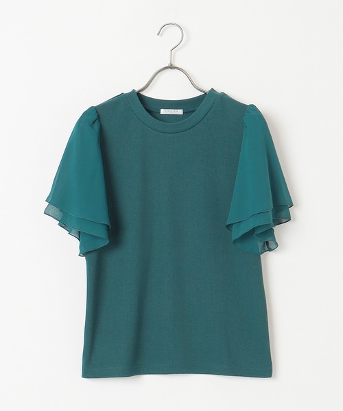 異素材トップス Honeys（ハニーズ）の「6分袖異素材トップス（Tシャツ