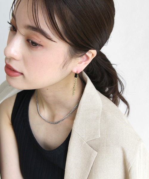 abaskdesign(アバスクデザイン)の「金属アレルギー対応 チェーンカラーステンレスピアス(ピアス(両耳用)・レディース・グリーン/クリア/ブラック・FREE)」の9枚目の写真