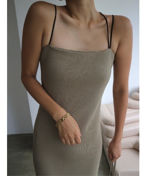 TRUNC（トランクエイティーエイト）の「Line Strap Slim Rib DressⅡ（ワンピース・レディース・ブラック/カーキ・FREE）」の11枚目の写真