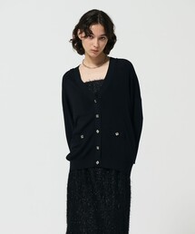 GRACE CONTINENTAL - 未使用 24AW GRACE CONTINENTAL グレースコンチネンタル Vネック ツイードバイカラーニットカーディガン 0124453018 36 レッド レディース 古着 中古 USED GRACE CONTINENTAL - 未使用 24AW GRACE CONTINENTAL グレース