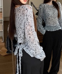 c.u.l | ミックスカラー リボン ニットトップス culw711(ニット/セーター)