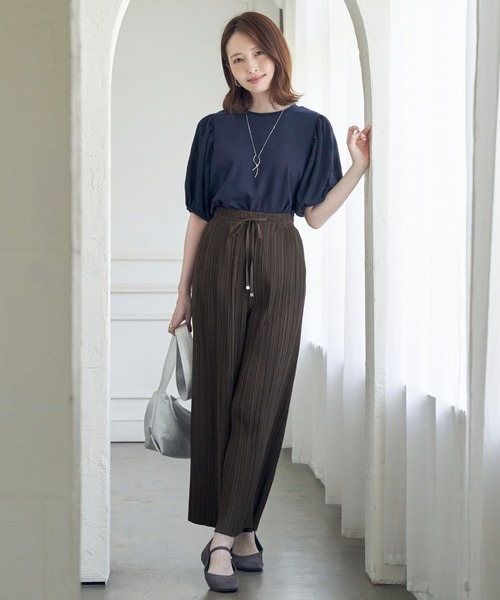 ikka（イッカ）の「袖フクレ切り替え半袖プルオーバー（Tシャツ/カットソー・レディース・ネイビー/オフホワイト/オレンジ・M/L/S）」の10枚目の写真