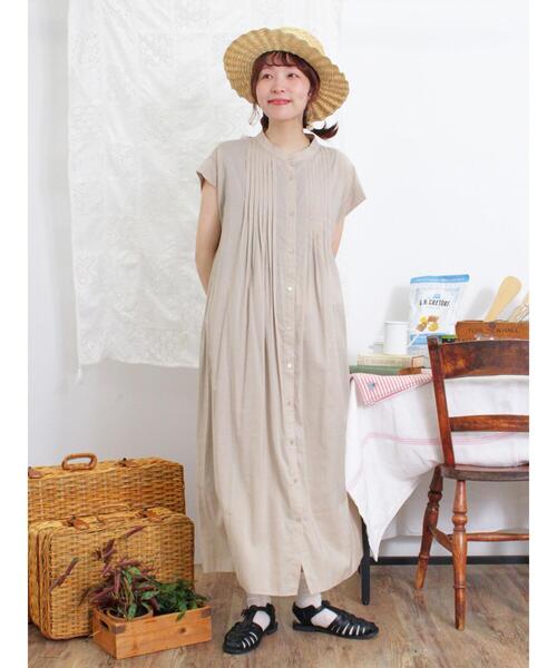 Samansa Mos2（サマンサ モスモス）の「ピンタックフレンチワンピース（ワンピース・レディース・グリーン/ピンク/ベージュ/ブラック・F）」の3枚目の写真