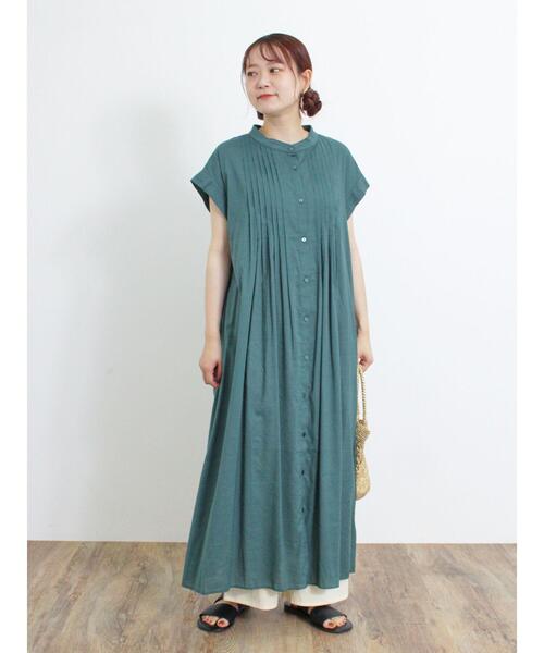 Samansa Mos2（サマンサ モスモス）の「ピンタックフレンチワンピース（ワンピース・レディース・グリーン/ピンク/ベージュ/ブラック・F）」の4枚目の写真