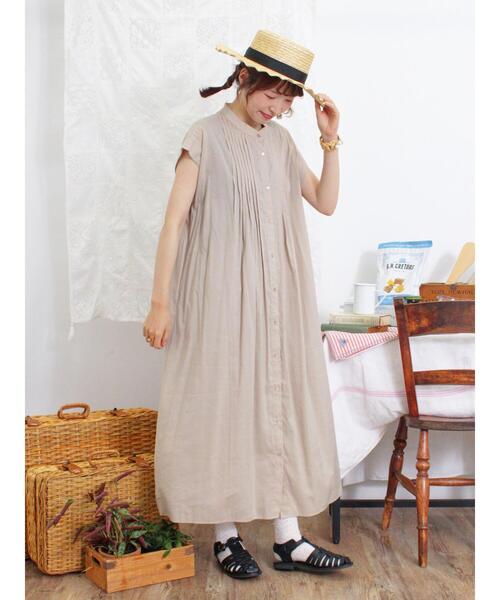 Samansa Mos2（サマンサ モスモス）の「ピンタックフレンチワンピース（ワンピース・レディース・グリーン/ピンク/ベージュ/ブラック・F）」の6枚目の写真