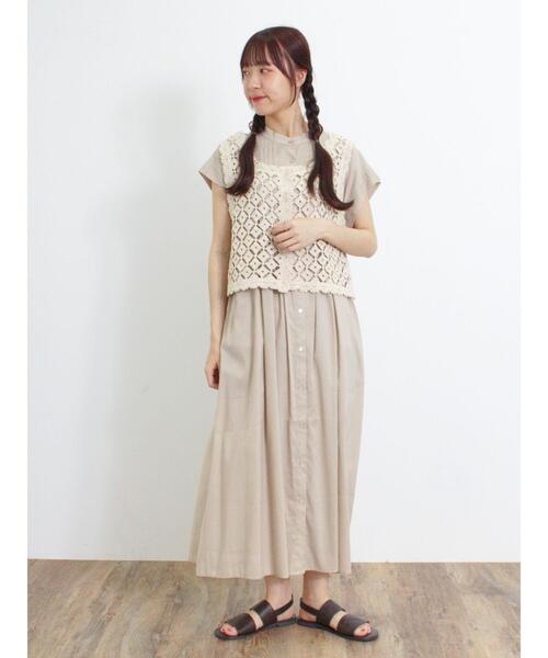 Samansa Mos2（サマンサ モスモス）の「ピンタックフレンチワンピース（ワンピース・レディース・グリーン/ピンク/ベージュ/ブラック・F）」の13枚目の写真