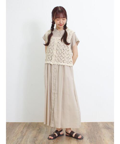 Samansa Mos2（サマンサ モスモス）の「ピンタックフレンチワンピース（ワンピース・レディース・グリーン/ピンク/ベージュ/ブラック・F）」の12枚目の写真