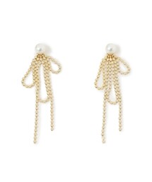 ドット メタル リボン ピアス