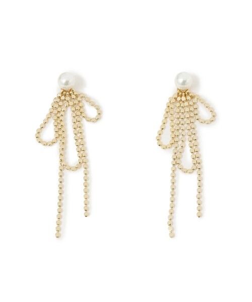 B:MING by BEAMS(ビーミングバイビームス)の「ドット メタル リボン ピアス(ピアス(両耳用)・レディース・シルバー/ゴールド・ONE SIZE)」の1枚目の写真