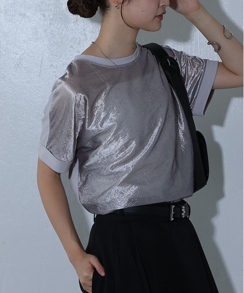 COLONY 2139（コロニートゥーワンスリーナイン）の「グリッターシアードッキングTee（Tシャツ/カットソー・レディース・ブラック/オフホワイト/グレー・FREE）」の3枚目の写真