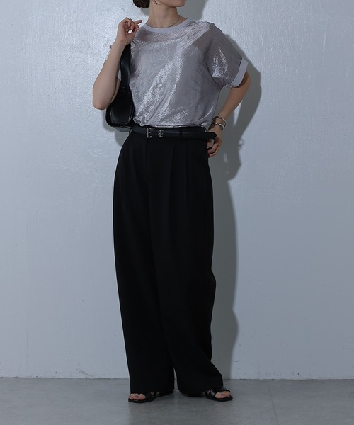 COLONY 2139（コロニートゥーワンスリーナイン）の「グリッターシアードッキングTee（Tシャツ/カットソー・レディース・ブラック/オフホワイト/グレー・FREE）」の13枚目の写真