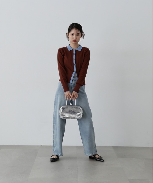 N.（N. Natural Beauty Basic）（エヌエヌナチュラルビューティーベーシック）の「◆襟付き配色ニットカーディガン（カーディガン/ボレロ・レディース・ブラウン系その他/ホワイト系その他/パープル系その他・MEDIUM）」の16枚目の写真