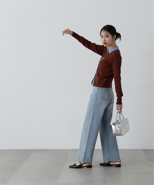 N.（N. Natural Beauty Basic）（エヌエヌナチュラルビューティーベーシック）の「◆襟付き配色ニットカーディガン（カーディガン/ボレロ・レディース・ブラウン系その他/ホワイト系その他/パープル系その他・MEDIUM）」の17枚目の写真