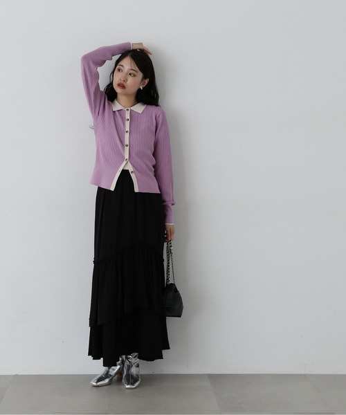 N.（N. Natural Beauty Basic）（エヌエヌナチュラルビューティーベーシック）の「◆襟付き配色ニットカーディガン（カーディガン/ボレロ・レディース・ブラウン系その他/ホワイト系その他/パープル系その他・MEDIUM）」の21枚目の写真