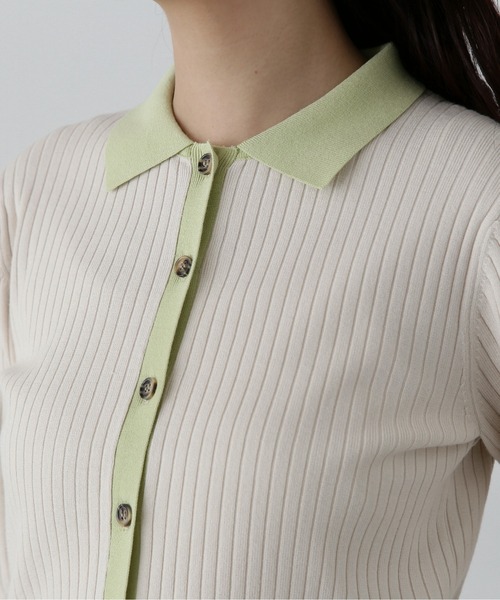 N.（N. Natural Beauty Basic）（エヌエヌナチュラルビューティーベーシック）の「◆襟付き配色ニットカーディガン（カーディガン/ボレロ・レディース・ブラウン系その他/ホワイト系その他/パープル系その他・MEDIUM）」の4枚目の写真