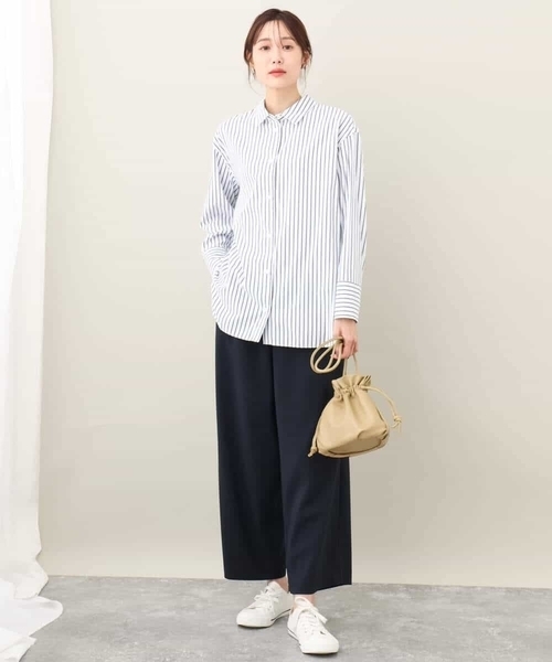ブラウス シャツ 2024AW/ストライプ柄オーバーシルエットシャツブラウス/洗える レディース セール】2024AW/ストライプ柄オーバーシルエットシャツブラウス