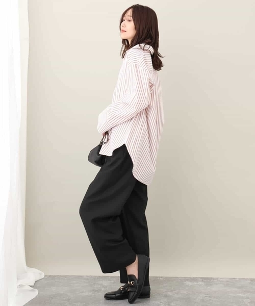 ブラウス シャツ 2024AW/ストライプ柄オーバーシルエットシャツブラウス/洗える レディース セール】2024AW/ストライプ柄オーバーシルエットシャツブラウス