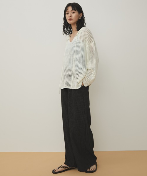 MERLOT（メルロー）の「ダブルウエストピンストライプパンツ（スラックス・レディース・ネイビー/ブラック/チャコールグレー・FREE）」の15枚目の写真