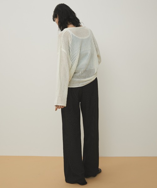 MERLOT（メルロー）の「ダブルウエストピンストライプパンツ（スラックス・レディース・ネイビー/ブラック/チャコールグレー・FREE）」の12枚目の写真