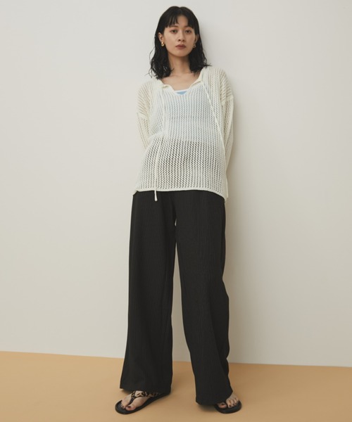 MERLOT（メルロー）の「ダブルウエストピンストライプパンツ（スラックス・レディース・ネイビー/ブラック/チャコールグレー・FREE）」の17枚目の写真