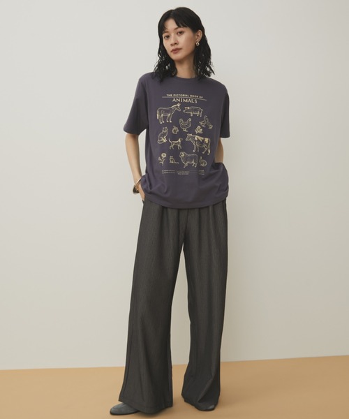 MERLOT（メルロー）の「ダブルウエストピンストライプパンツ（スラックス・レディース・ネイビー/ブラック/チャコールグレー・FREE）」の5枚目の写真