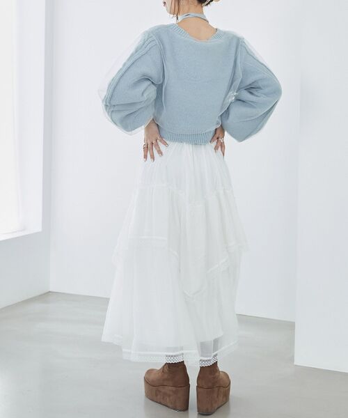 MAJESTIC LEGON（マジェスティックレゴン）の「ティアードヘムラインスカート（スカート・レディース・オフホワイト/ホワイト系その他2/ブラック系その他・MEDIUM）」の10枚目の写真