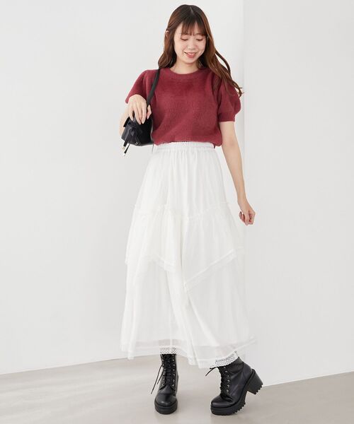 MAJESTIC LEGON（マジェスティックレゴン）の「ティアードヘムラインスカート（スカート・レディース・オフホワイト/ホワイト系その他2/ブラック系その他・MEDIUM）」の20枚目の写真