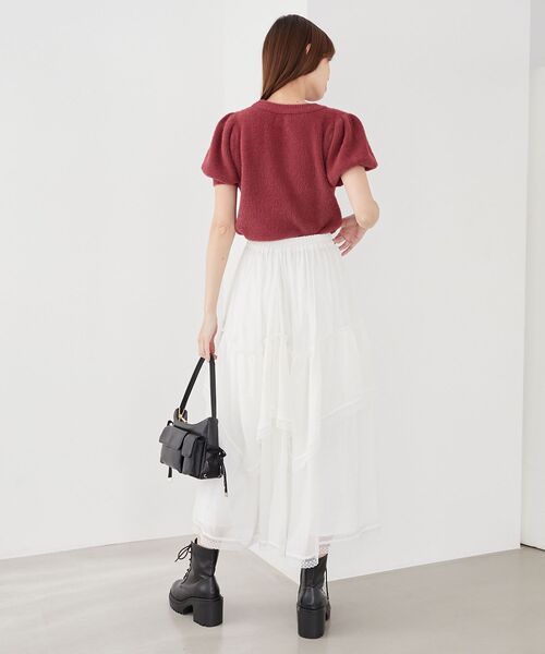 MAJESTIC LEGON（マジェスティックレゴン）の「ティアードヘムラインスカート（スカート・レディース・オフホワイト/ホワイト系その他2/ブラック系その他・MEDIUM）」の22枚目の写真