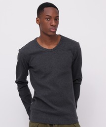 《DAILY/デイリー》MINI WAFFLE V-NECK L/S T-SHIRT / ミニワッフル 長袖 Vネック Tシャツ デイリーウェア / AVIREX / アヴィレックス