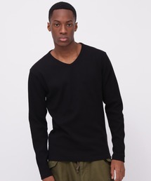 AVIREX(ABbNX)́sDAILY/fC[tMINI WAFFLE V-NECK L/S T-SHIRT / ~jbt  VlbN TVc fC[EFA / AVIREX / ABbNX(TVc/Jbg\[)
