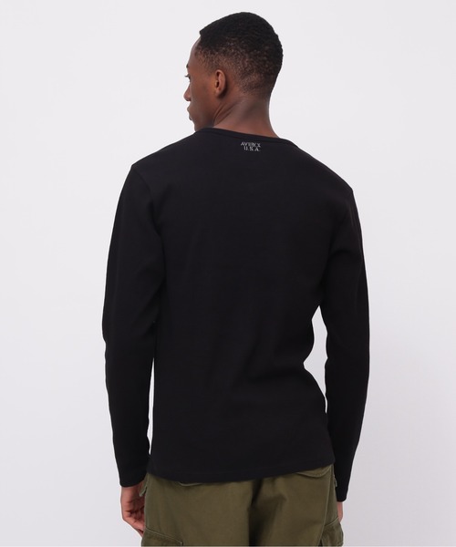 AVIREX(アヴィレックス)の「《DAILY/デイリー》MINI WAFFLE V-NECK L/S T-SHIRT / ミニワッフル 長袖 Vネック Tシャツ デイリーウェア / AVIREX / アヴィレックス(Tシャツ/カットソー・メンズ・ホワイト/チャコール/ブラック・SMALL/MEDIUM/X-LARGE/LARGE)」の14枚目の写真