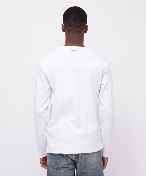 AVIREX(アヴィレックス)の「《DAILY/デイリー》MINI WAFFLE V-NECK L/S T-SHIRT / ミニワッフル 長袖 Vネック Tシャツ デイリーウェア / AVIREX / アヴィレックス(Tシャツ/カットソー・メンズ・ホワイト/チャコール/ブラック・SMALL/MEDIUM/X-LARGE/LARGE)」の21枚目の写真