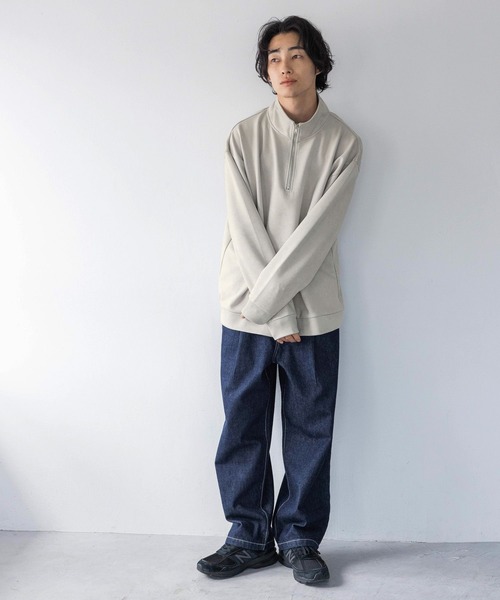 LOWRYS FARM（ローリーズファーム）の「カットスウェードＨＡＬＦＺＩＰ 148804（スウェット・メンズ・グレー/ベージュ/ネイビー・MEDIUM/LARGE）」の4枚目の写真