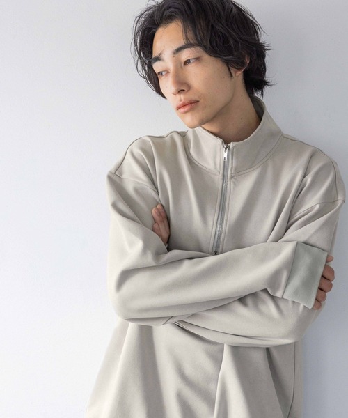 LOWRYS FARM（ローリーズファーム）の「カットスウェードＨＡＬＦＺＩＰ 148804（スウェット・メンズ・グレー/ベージュ/ネイビー・MEDIUM/LARGE）」の6枚目の写真