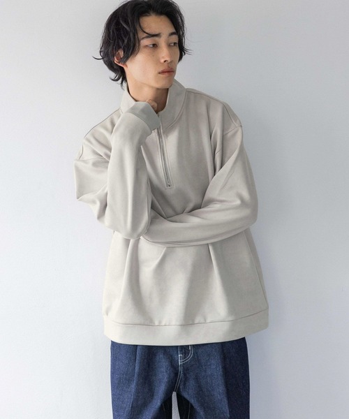 LOWRYS FARM（ローリーズファーム）の「カットスウェードＨＡＬＦＺＩＰ 148804（スウェット・メンズ・グレー/ベージュ/ネイビー・MEDIUM/LARGE）」の7枚目の写真