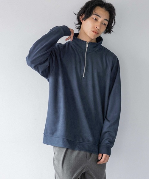 LOWRYS FARM（ローリーズファーム）の「カットスウェードＨＡＬＦＺＩＰ 148804（スウェット・メンズ・グレー/ベージュ/ネイビー・MEDIUM/LARGE）」の12枚目の写真