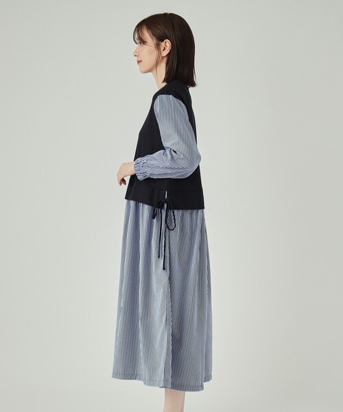 SHOO・LA・RUE（シューラルー）の「◆【洗える】1枚で決まる 素材使いシャツワンピース（ワンピース・レディース・ブラック系2/ネイビー系2・04/03/02）」の12枚目の写真