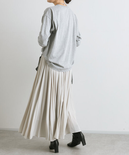 RIVE DROITE（リヴドロワ）の「【大人見えロゴT】La Beaute ロンTee（Tシャツ/カットソー・レディース・ベージュ/グレー/オフホワイト・FREE）」の4枚目の写真